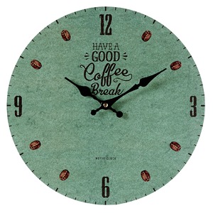 モチーフクロック/壁掛け時計 【Lサイズ/COFFEE BREAK-green-　コーヒー ブレイク グリーン】 直径33cm 商品写真
