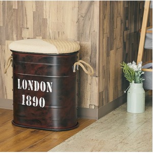 ブリキのボックススツール「オーバル」 ブラウン