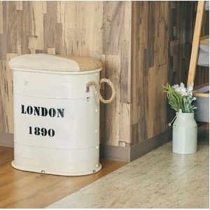 ブリキのボックススツール「オーバル」 ホワイト