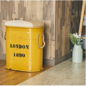 ブリキのボックススツール「オーバル」 イエロー