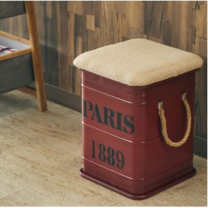 ブリキのボックススツール「スクエア」 レッド