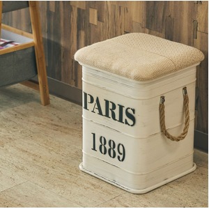 ブリキのボックススツール「スクエア」 ホワイト