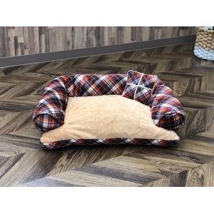 Pet Bed（ペットベッド）あご置きクッション付き パープル×キャメル