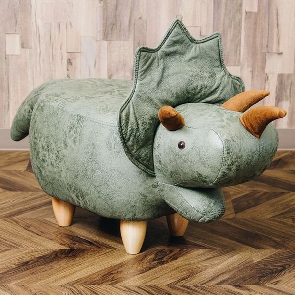 恐竜モチーフのスツール Triceratops（トリケラトプス）カーキ