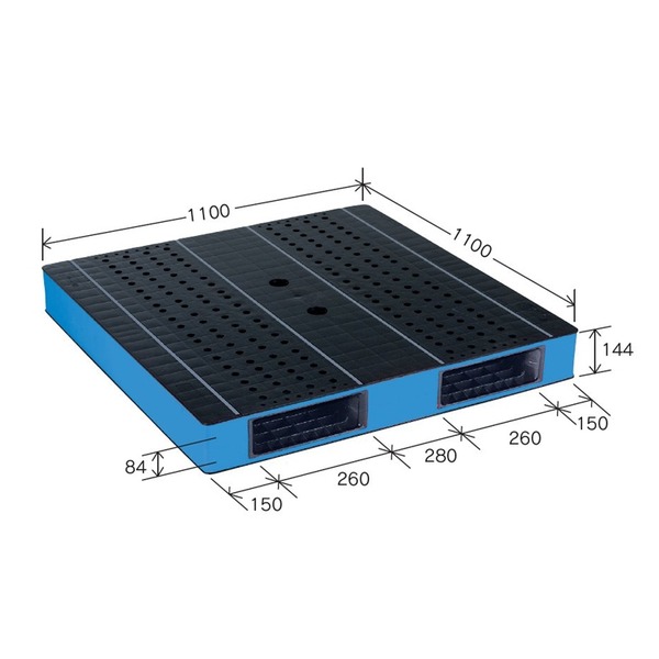 カラープラスチックパレット/物流資材 【1100×1100mm ブラック/ブルー】 両面使用 HB-R2・1111SC 自動倉庫対応 岐阜プラスチック工業【代引不可】