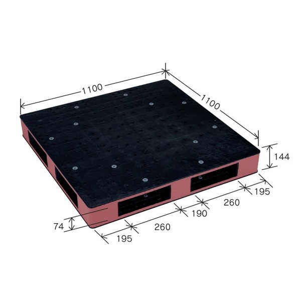 カラープラスチックパレット/物流資材 【1100×1100mm ブラック/ブラウン】 両面使用 HB-R4・1111SC 岐阜プラスチック工業【代引不可】