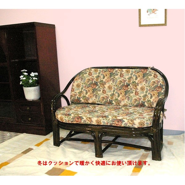 一年中快適 籐リビングマルチソファ 二人掛け ウヴト(冬の使い方例)