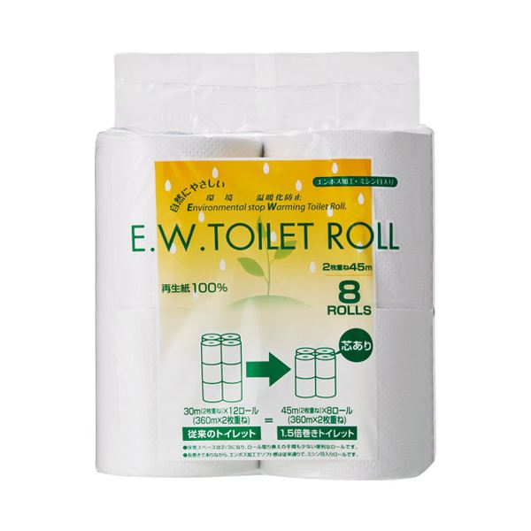 （まとめ） 太洋紙業 EWトイレットロール45m巻 8ロール【×10セット】