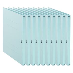 （まとめ）プラス 利用者カルテフラットファイル10冊 ブルー【×10セット】