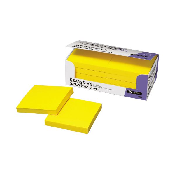 （まとめ） スリーエムジャパン Post-it 強粘着 75mm×75mm ビビットイエロー 6541SS-YN 【×2セット】