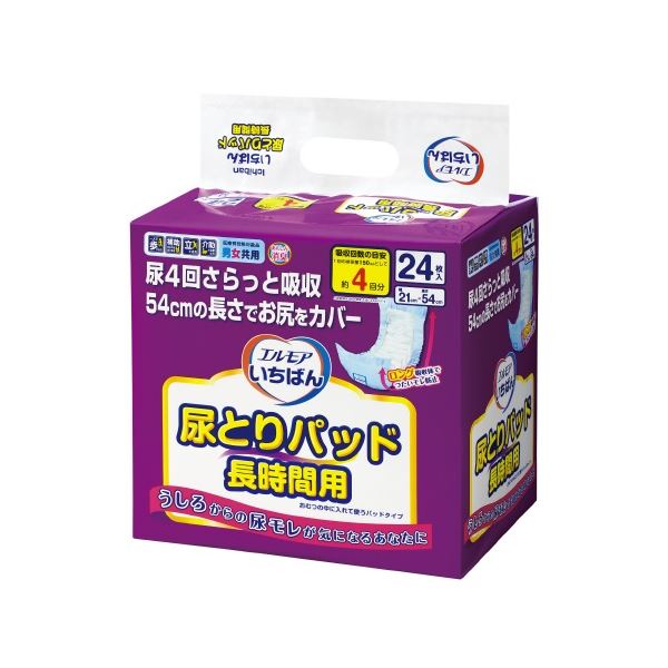 (まとめ) カミ商事 いちばん尿とりパッド 長時間用 24枚 1P 【×5セット】