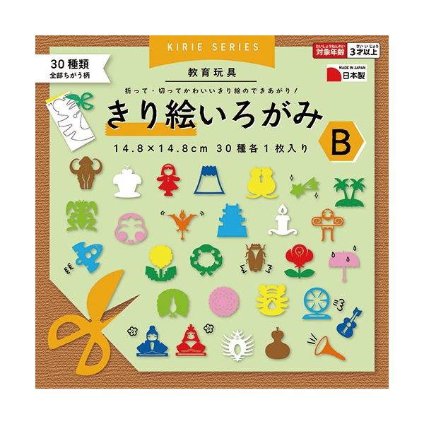 (まとめ) 切り絵いろがみB14.8cm 30種類30枚 【×10セット】