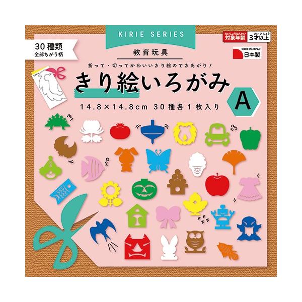 (まとめ) 切り絵いろがみA14.8cm 30種類30枚 【×10セット】