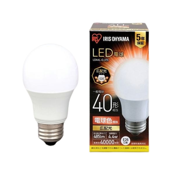 (まとめ) LED電球40W E26 広配光 電球色 LDA4L-G-4T6 【×5セット】