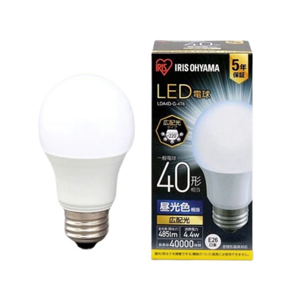 LED電球40W E26 広配光 昼光色 4個セット