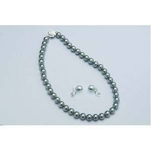 ユミ・カツラ シェルパール　9mm珠ネックレス&イヤリング2点セット グレー 商品写真2