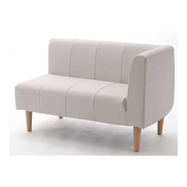 ソファー 約幅110cm 左肘タイプ グレー PVC 合皮 スチールパイプ 脚付き 肘付き 日本製 ダイニングソファー リビング【代引不可】