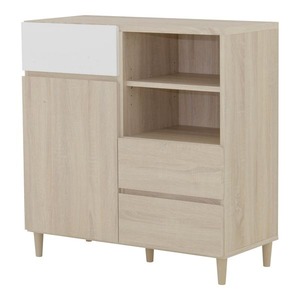 キャビネット（約90cm幅） アイボリー 【組立品】【代引不可】