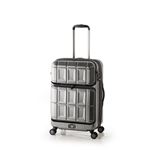 スーツケース 【マットブラッシュブラック】 拡張式(54L+8L) ダブルフロントオープン アジア・ラゲージ 『PANTHEON』