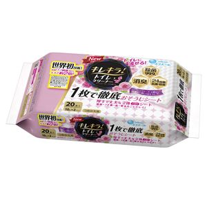 （まとめ）大王製紙 エリエールキレキラ！トイレクリーナー 1枚で徹底おそうじシートつめかえ用 20枚 ハッピーローズ 【×5点セット】