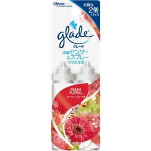 （まとめ）ジョンソン Glade（グレード） グレード消臭センサー＆スプレー フレッシュフローラルつけかえ 2個パック 【×3点セット】