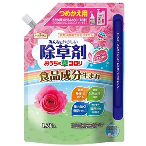 （まとめ）アース製薬 おうちの草コロリつめかえ1.7Lローズの香り 【×3点セット】