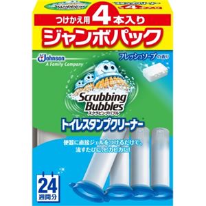 （まとめ）ジョンソン スクラビングバブル トイレスタンプ フレッシュソープの香り つけかえ用4本入りジャンボパック 【×3点セット】