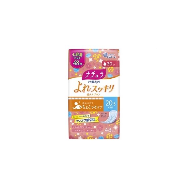 (まとめ) 大王製紙 ナチュラ さら肌さらり よれスッキリ吸水ナプキン 20.5cm 30cc 大容量 48枚 【×3セット】