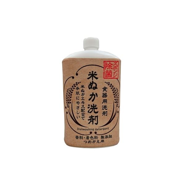 (まとめ) ロケット石鹸 米ぬか食器用洗剤 詰替用 800ml 【×12セット】