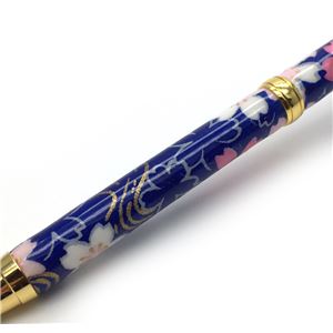 日本製 美濃和紙(友禅紙) ハンドメイドボールペン 桜と流水/紺色 商品写真2