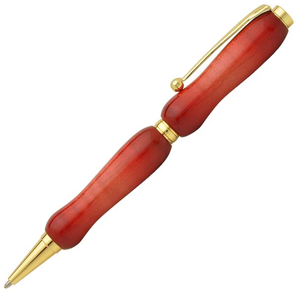 キャンディカラー ボールペン/文房具 【Red カーリーメイプル】 クロスタイプ 芯：0.7mm 日本製 文具 『Air Brush Wood Pen』