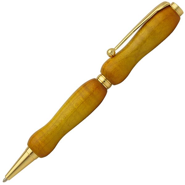 キャンディカラー ボールペン/文房具 【Yellow カーリーメイプル】 クロスタイプ 芯：0.7mm 日本製 文具 『Air Brush Wood Pen』