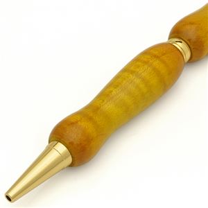 日本製 Air Brush Wood Pen キャンディカラー ボールペン(ギター塗装)【クロスタイプ/芯:0.7mm】Yellow/カーリーメイプル 商品写真2