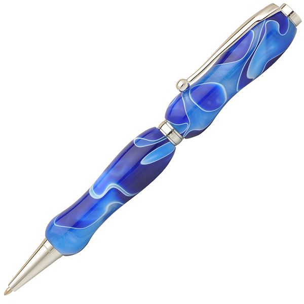 アクリルボールペン/文房具 【シーブルー Blue】 クロスタイプ 芯：0.7mm 日本製 文具 オフィス用品 『Marble Pen』