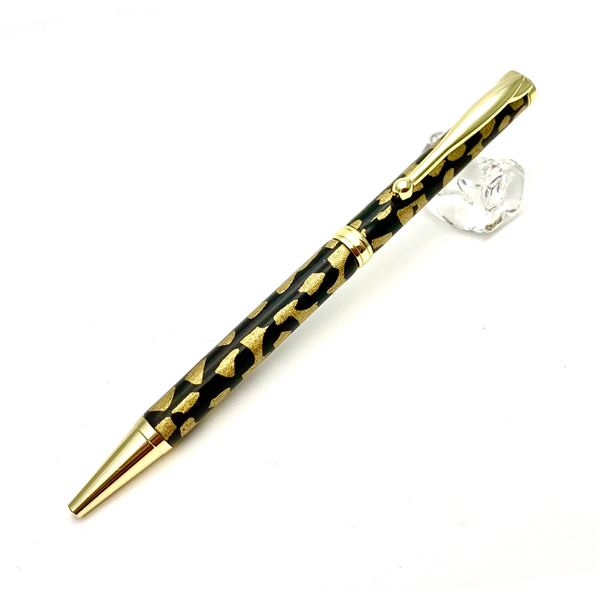 日本製 ハンドメイド ボールペン/文房具 【金箔変り玉・黒金】 クロスタイプ 芯：0.7mm 美濃和紙 友禅紙 文具 オフィス用品