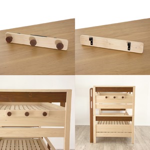 二段ベット用コートハンガー 【ナチュラル＆ブラウン】 日本製 木製 〔ベッドルーム 寝室〕 - 拡大画像