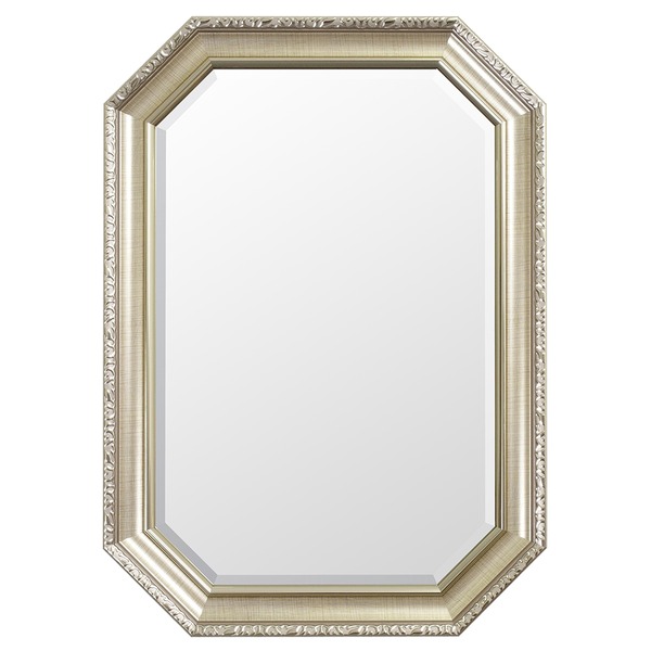 レトロ調 ウォールミラー/姿見鏡 【シルバー】 幅50cm×奥行3cm×高さ70cm 飛散防止加工 吊り紐 金具付き 日本製【代引不可】