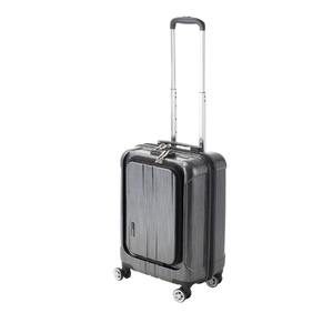 フロントオープン スーツケース/キャリーバッグ 【ブラックヘアライン】 35L 機内持ち込みサイズ 『アクタス ポライト』 - 拡大画像