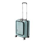 フロントオープン スーツケース/キャリーバッグ 【グリーンヘアライン】 35L 機内持ち込みサイズ 『アクタス ポライト』