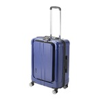 フロントオープン スーツケース/キャリーバッグ 【ブルーヘアライン】 60L Mサイズ 『アクタス ポライト』