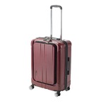 フロントオープン スーツケース/キャリーバッグ 【レッドヘアライン】 60L Mサイズ 『アクタス ポライト』