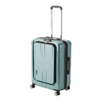 フロントオープン スーツケース/キャリーバッグ 【グリーンヘアライン】 60L Mサイズ 『アクタス ポライト』