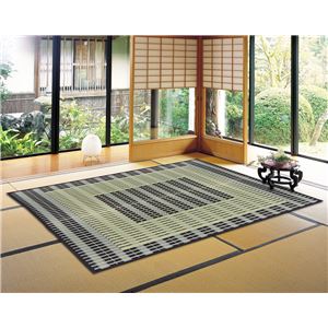 国産い草 ラグマット/絨毯 【約191×250cm ブルー】 日本製 裏貼り仕様 防滑加工 縁：綿100％ 『築彩 ちくさい』 〔リビング〕【代引不可】