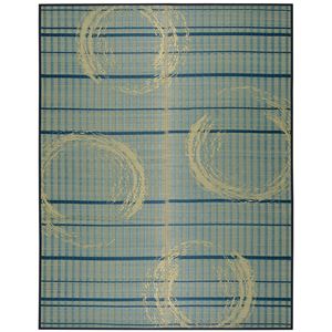 い草 ラグマット/絨毯 【約191×191cm】 裏貼り仕様 表面：イ草100％ 縁：綿100％ 『ちぢみ渦』 〔リビング〕【代引不可】
