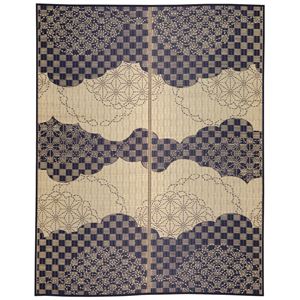 い草 ラグマット/絨毯 【約176×176cm ブラック】 裏貼り仕様 表面：イ草100％ 縁：綿100％ 『WATSUMUGI』 〔リビング〕【代引不可】