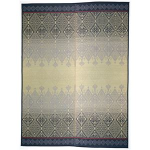 い草 ラグマット/絨毯 【約191×191cm ブルー】 裏貼り仕様 表面：イ草100％ 縁：綿100％ 『KOGIN』 〔リビング〕【代引不可】
