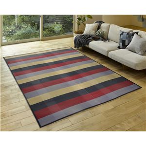 い草 ラグマット/絨毯 【約176×220cm レッド】 表面：イ草100％ 湿度調整機能 防キズ加工 『チェッカー』 〔リビング〕【代引不可】