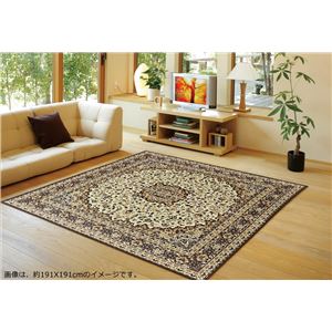 い草 ラグマット/絨毯 【約191×191cm ブラウン】 表面：イ草100％ 裏貼り 防キズ 『コンチェルト』 〔リビング ダイニング〕【代引不可】