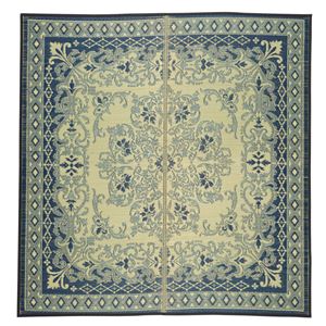 い草 ラグマット/絨毯 【約176×176cm ブルー】 表面：イ草100％ 裏貼り 防キズ 湿度調整機能 『カノン』 〔リビング〕【代引不可】