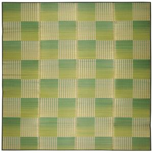 い草 ラグマット/絨毯 【約240×240cm グリーン】 表面：イ草100％ 裏貼り 折りたたみ可 『クレパス』 〔リビング ダイニング〕【代引不可】